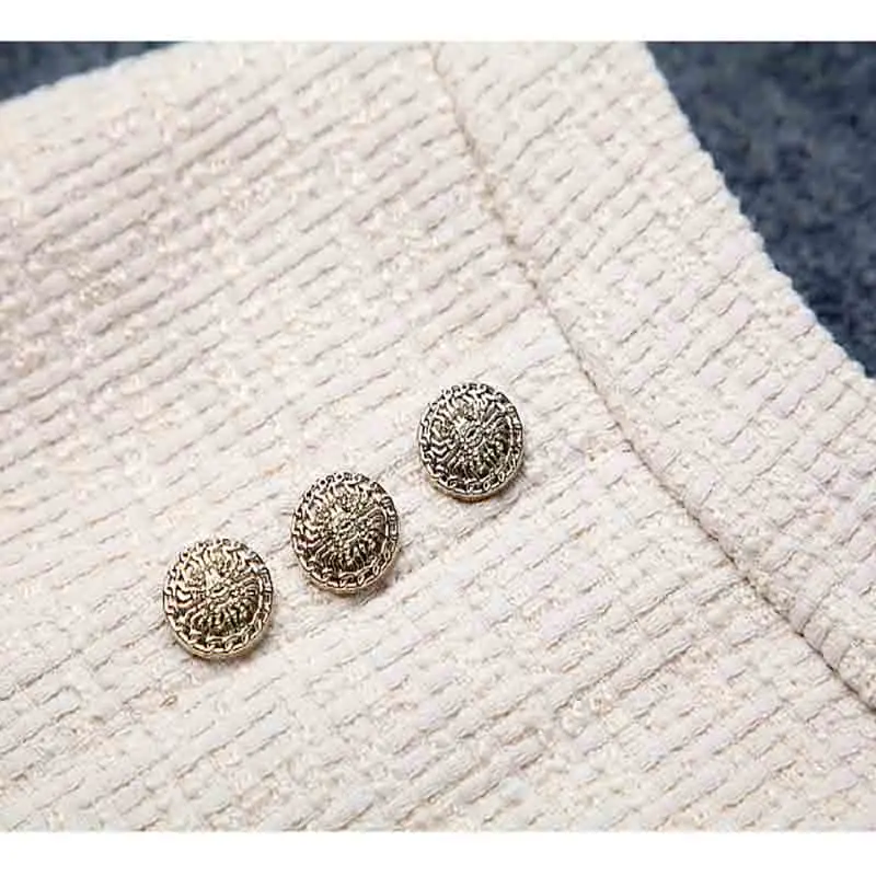 New Trendy Women Sets Sweet Coat Tweed Short Office Lady Bow Lace Up Letters Buttons Fashion Girls Tassels Mini Skirt Suits
