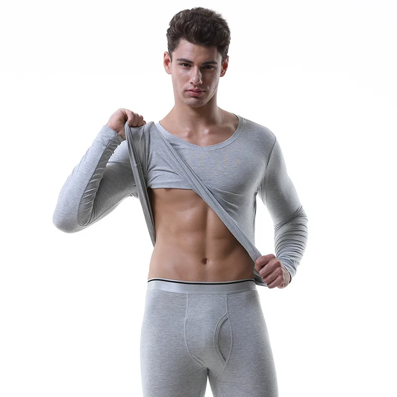 Зимнее длинное нижнее белье комплект из 2 предметов Теплая мужская одежда