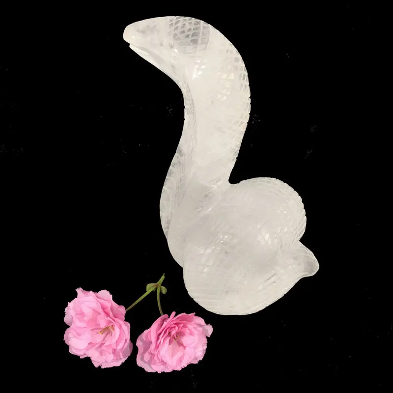 Природный прозрачный кварц змея кристалл статуя животных король Кобра ручной