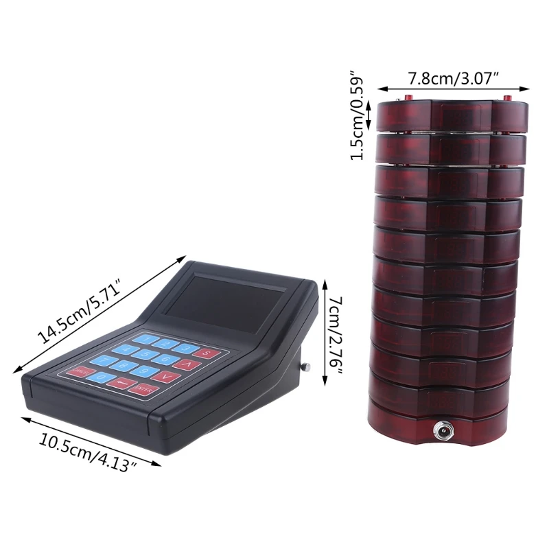 

Restaurant Wireless Queuing System with 10 Pcs Red Guest Waiting Pager Receivers