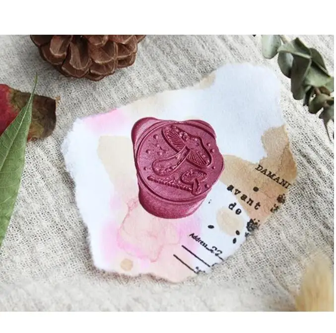 Грибы цветы завод печать штамп с деревянной ручкой воск на Конверт