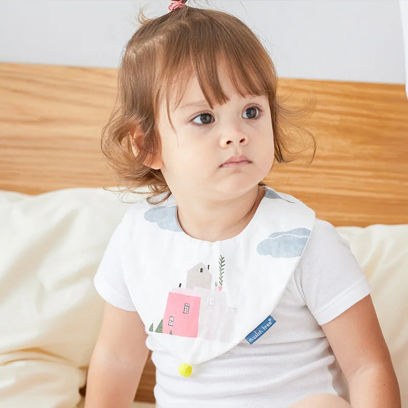 Baby Bibs Cute Cartoon Pattern Saliva Towels Soft Breathable Comfortable Adjustable Size Stuff For Babies From 0 To 3 Years | Детская