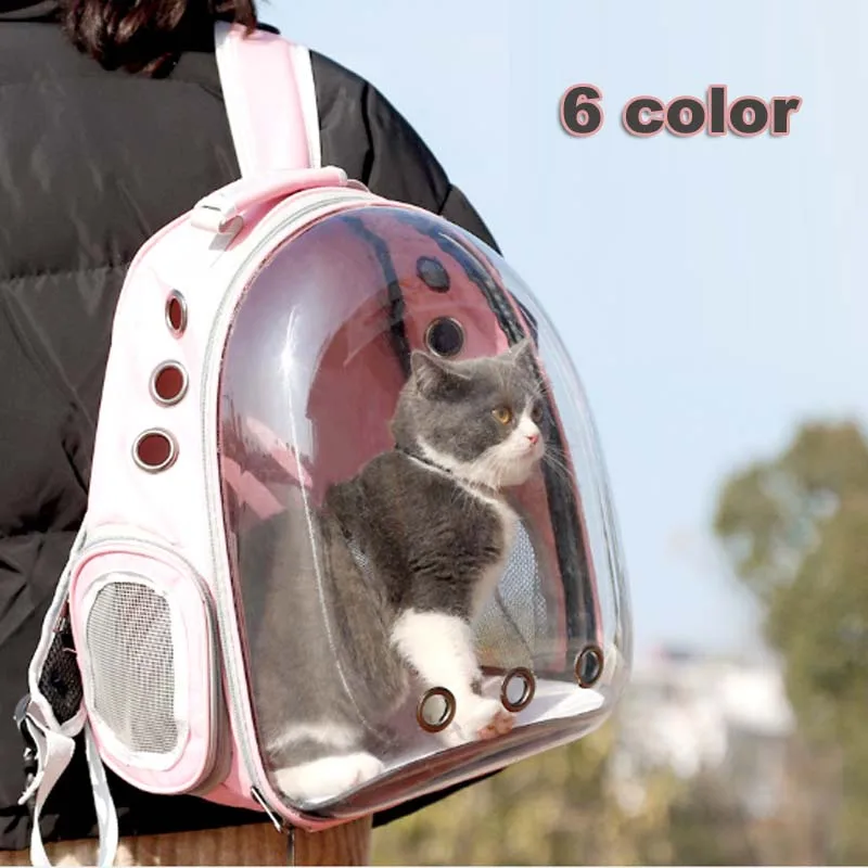 

Воздухопроницаемая переноска для кошек, портативная уличная дорожная сумка для перевозки питомцев, прозрачный вместительный рюкзак для ко...