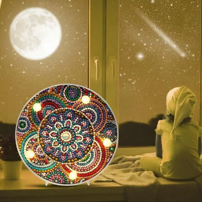 Круглый Круг сделай сам алмазная живопись светодиодный светильник смола