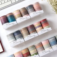 10 pcsset basic solid color washi tape rainbow masking tape decorative adhesive tape sticker scrapbook diary stationery