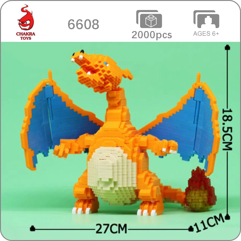 Чакра 6608 Charizard Dragon 3D модель 2080 шт. маленькие мини алмазные блоки кирпичи игрушки