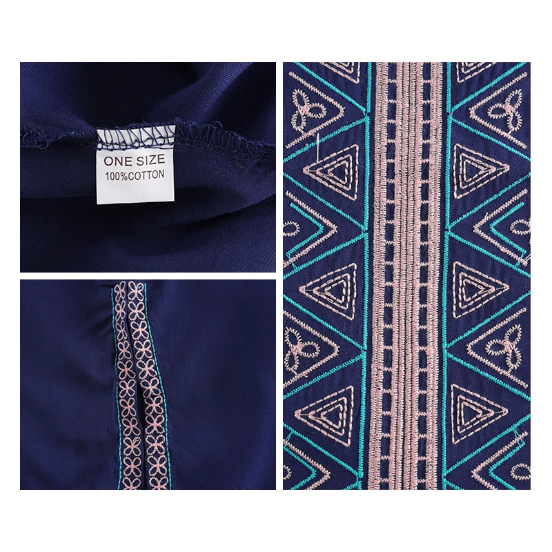 Женское летнее пляжное платье хлопковое с открытыми плечами сексуальное синее