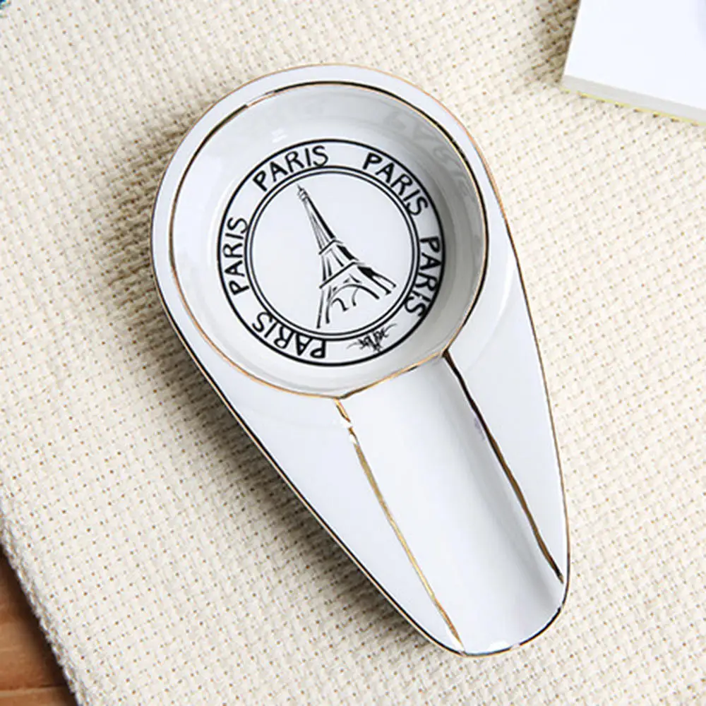 

White/Yellow Ceramic Cigar Ashtray Holder Portable Cigar Holder Gadget Tool Cigarette Ashtrays HolderHome Decoration