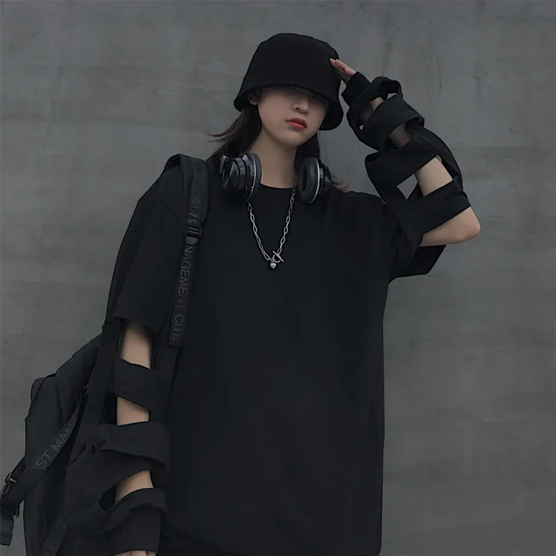 Женская рубашка HARAJPOO весенне-осенняя Корейская уличная черная Готическая в