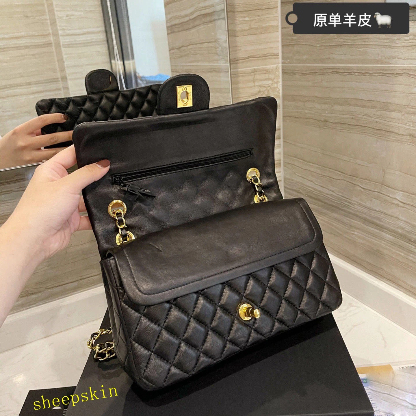 

Women's bag new sheepskin rhombic chain shoulder bag luxury high-quality handbag fashion all-match single shoulder square bag