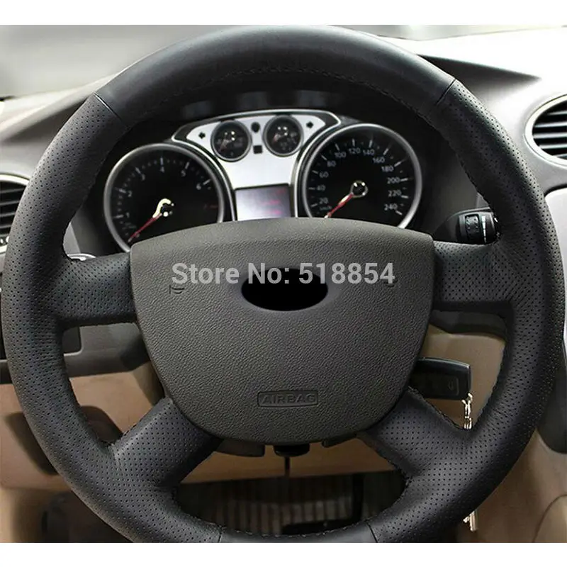 Черный чехол на руль из искусственной кожи для Ford Focus 2 2005 2011|car steering wheel cover|steering
