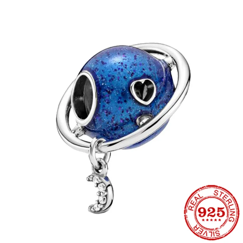 New 925 Silver Blue Asteroid Pangle Star Heart Ball Fit Pandora Original Bracelet Charms Beads For Women DIY Jewelry | Украшения и