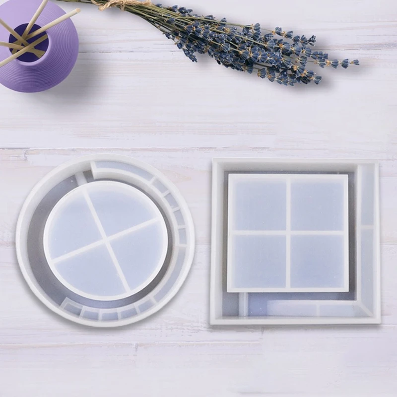 

DIY Crystal Epoxy Ashtray Mould Round Square Silicone Mold DIY Crafts Jewelry Decorations Casting Mold