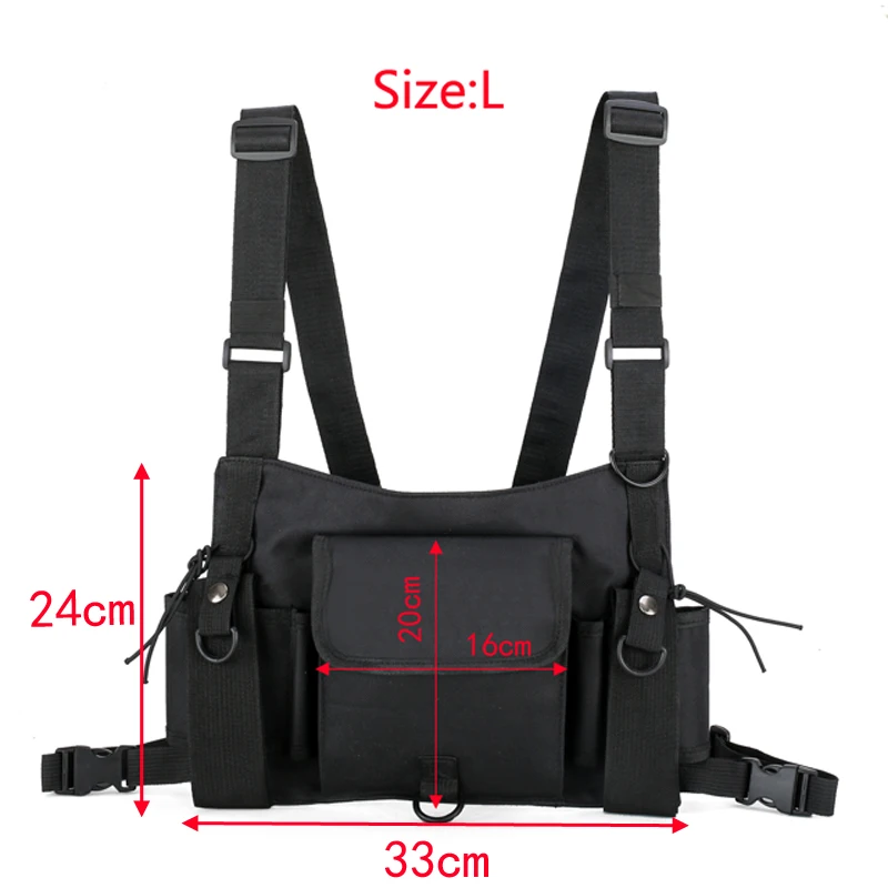 

Functional Tactical Chest Bag Fashion Bullet Hip Hop Vest Streetwear Bag Waist Pack Women Black Chest Rig Bag
