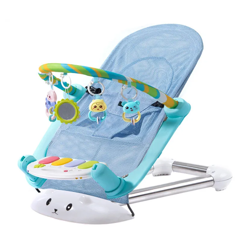 light blue Новое Детское кресло-качалка Портативный складной ремень лошадка База съемный Детская Колыбель - Цвет: light blue
