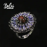 bolai luxury big gemstone women ring natural black opal oval 79 tanzanite pear shape 35mm suitable for parties high jewelry