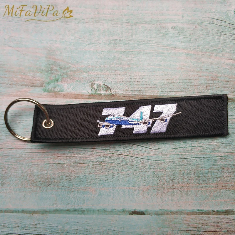 MiFaViPa Boeing 747 Fashion Trinket Airplane Keychain Strap Embroidery Aviation Key Chain for Men Gift Luggage Tag Keyrings | Украшения и