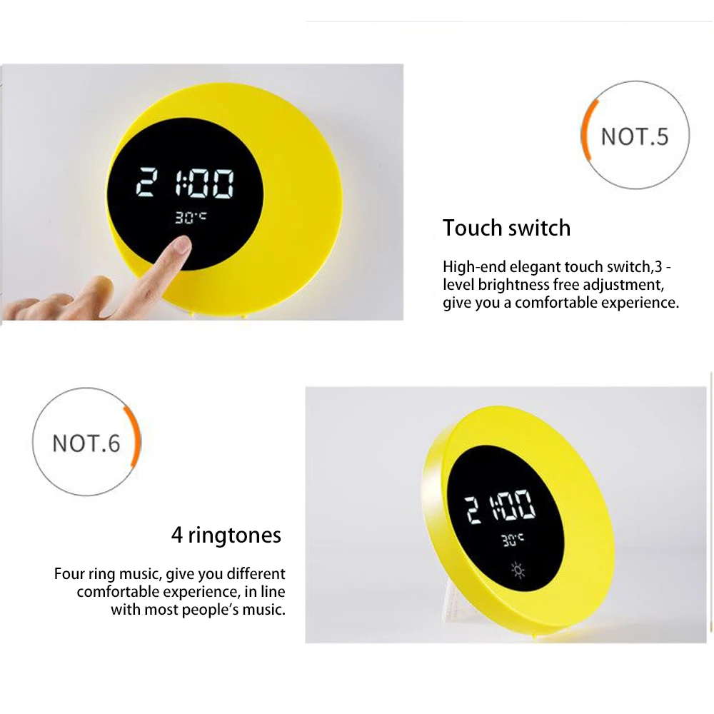 Новый полумесяц часы Многофункциональный перезаряжаемый лампа с сенсорным