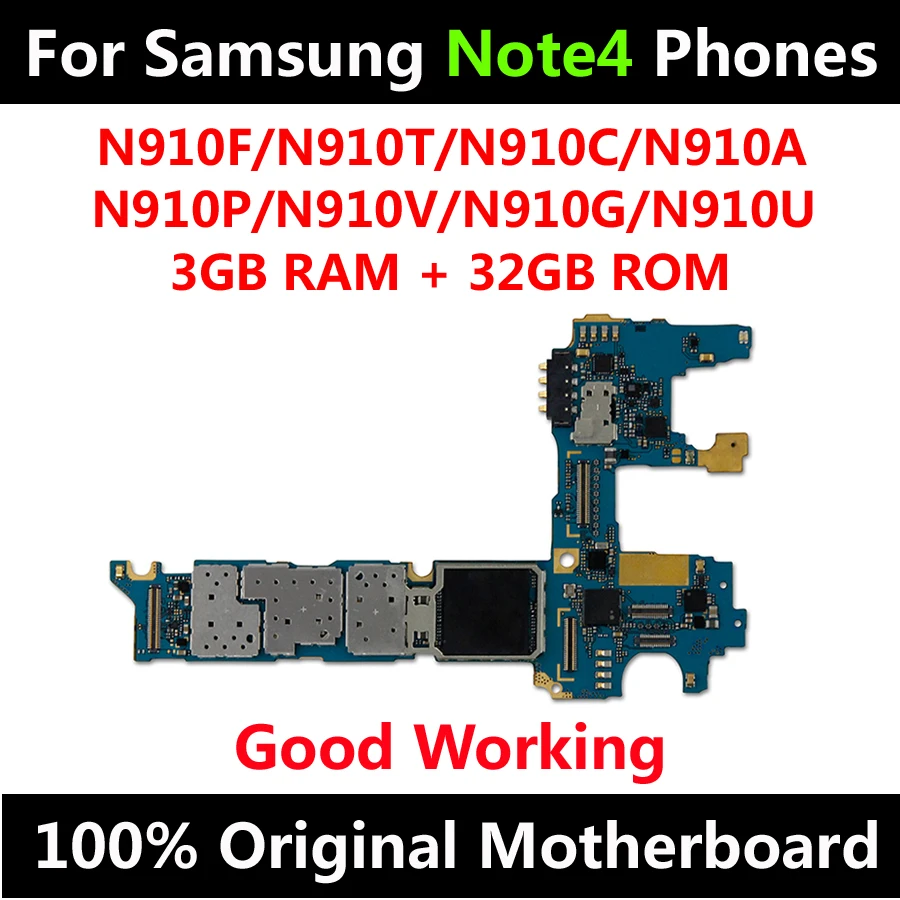 Оригинальная материнская плата для samsung Galaxy Note 4 N910F N910T N910C N910A N910P N910V N910G N910U 32 ГБ с чипами IMEI ОС Android