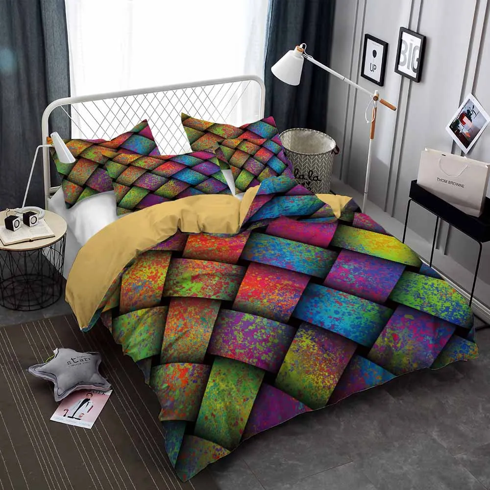 

Knit Crossing Shape Bedding Set Spot Colorful Blue Duvet Cover Sets Comforter Bed Linen Twin Queen King Single Size Dropshipping