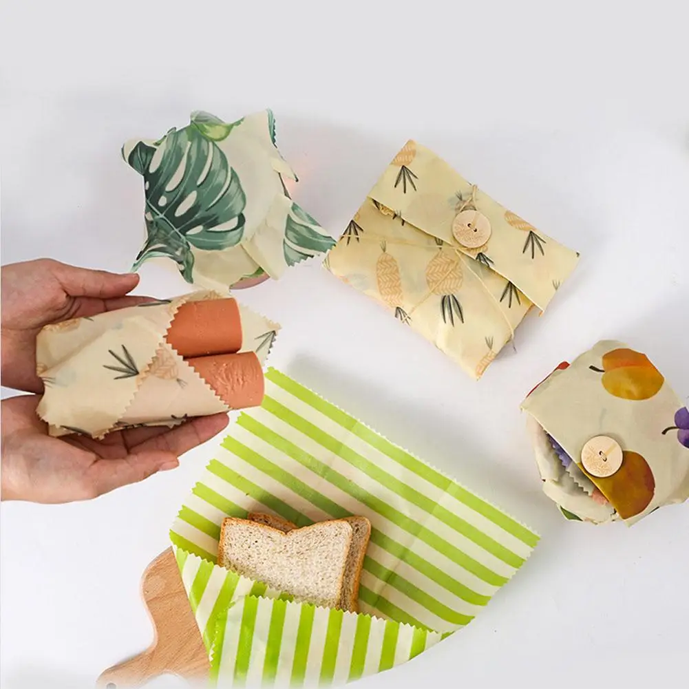 

3Pcs Natural Beeswax Beeswax Food Wrapper Reusable Beeswax Food Wraps For Food Packaging Including Cheese And Sandwiches