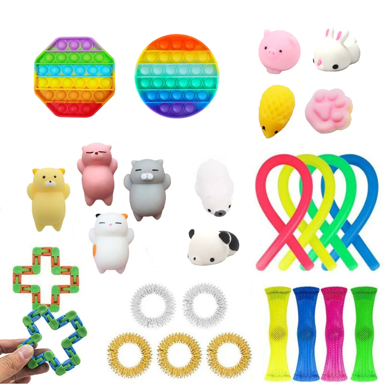 

Styles Fidget Toys 20/22/23/24PCS Pack Sensory Toy Set Antistress Relief Autism Anxiety Anti Stress Bubble for Kids Adults