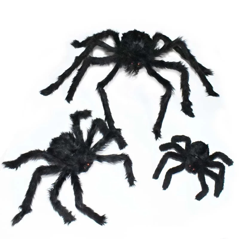 

1Pc Horror Giant Black Plush Spider Halloween Party Decoration Props Kids Children Toys Haunted House Decor 30/50/75cm