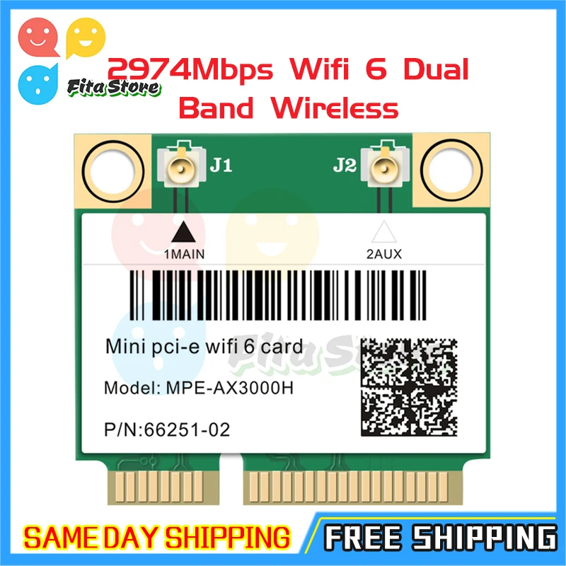 2974 Мбит/с Wi-Fi 6 двухдиапазонный беспроводной половинный мини PCI-E сеть Wlan Карта
