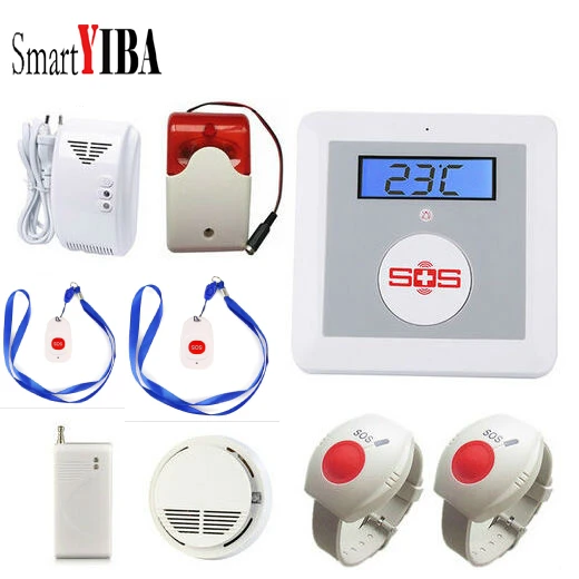 

SmartYIBA Wireless GSM Alarm System Emergency SOS help Button Sensor for Elderly Daily Life Monitoring Smart Voice Waterproof