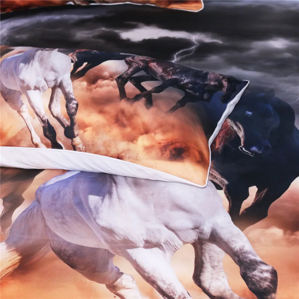 Постельные принадлежности Outlet Horses Постельный набор 3D Dusty Lightning принтованный пододеяльник двойной для взрослых покрывало для кровати фотография постельное белье 3 шт