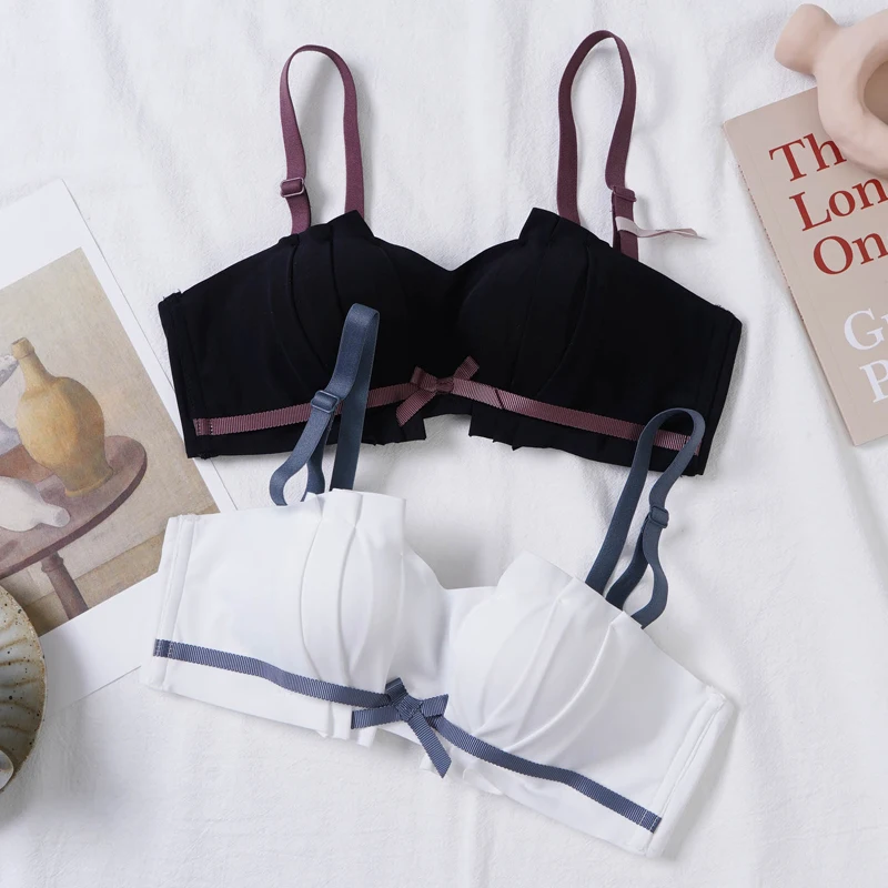 

New Fashion Women Push Up Bra Non-slip Sweet Girls Bras Strapless Underwear Female Small Chest Gathered Tube Top Bra