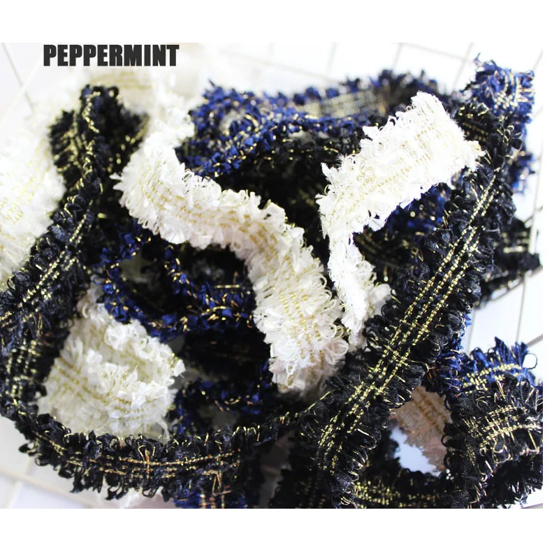 Твидовая ткань 2 ярда лента см золотая жаккардовая кружевная отделка для