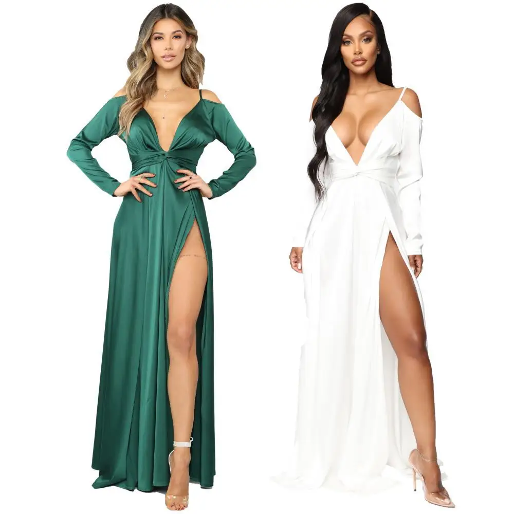 

2021 European and American Deep V High Open Summer Dress