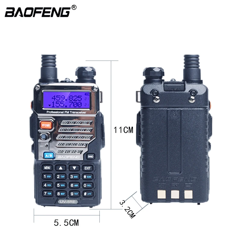 2021 Baofeng UV-5RE Walkie-Talkie 5W Handheld portable Scanner Screen display Radio Dual Band Cb Ham Radio Transceiver