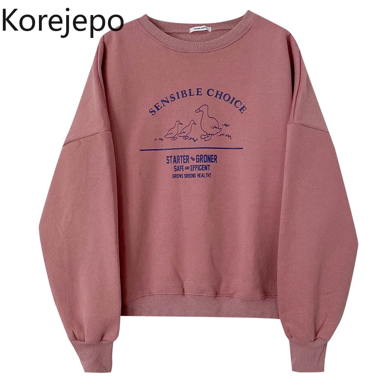 

Korejepo Women's Sweatshirts Casual and Simple Clothes 2021 Design Letter Printing Loose Long Sleeve Top Fashion Spring/Autumn