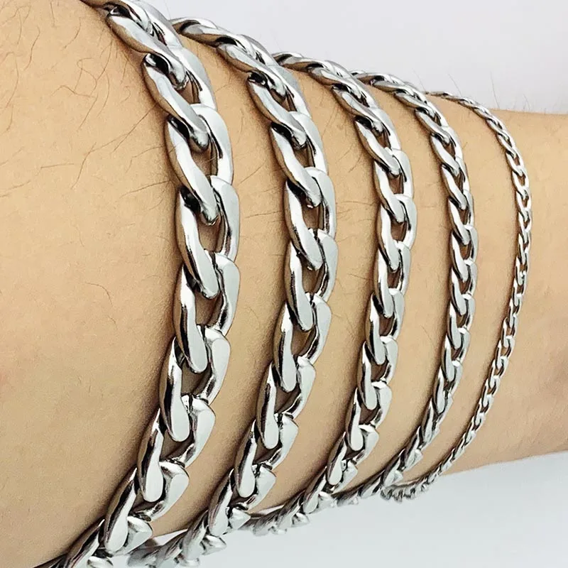 Популярный серебряный золотой панцирный браслет из кубинской цепи мужские