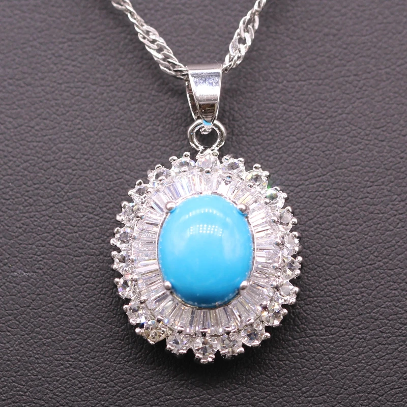 Набор из ожерелья и серег JINYAO с синим камнем цирконием ААА кольцо цепочка белого