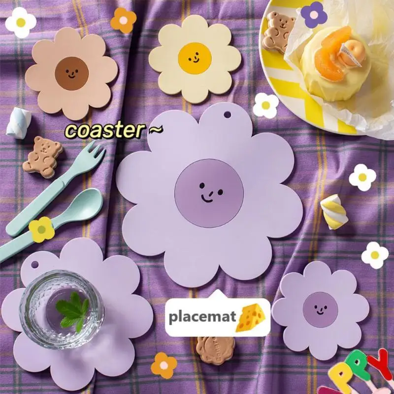 

Flower Style Heat Insulation Table Mat Family Office Anti-skid Tea Cup Sun Flower Shape Milk Mug Coffee Cup Coaster Kitchen Tool