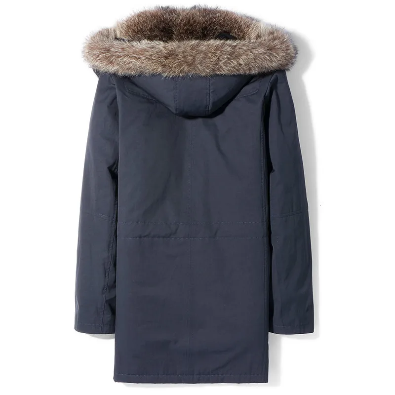 Меховая парка зимняя куртка для мужчин воротник из натурального меха енота