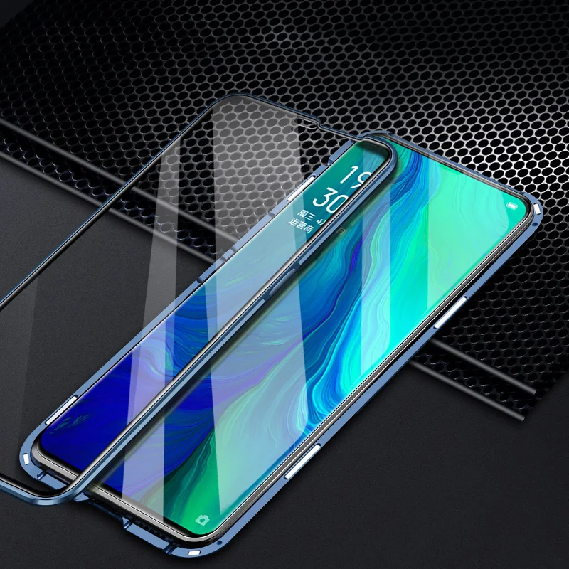 for oppo reno 2 case magnetic double side clear tempered glass cover cases for reno 2z 2f z realme xt x2 pro ace fundas coques free global shipping