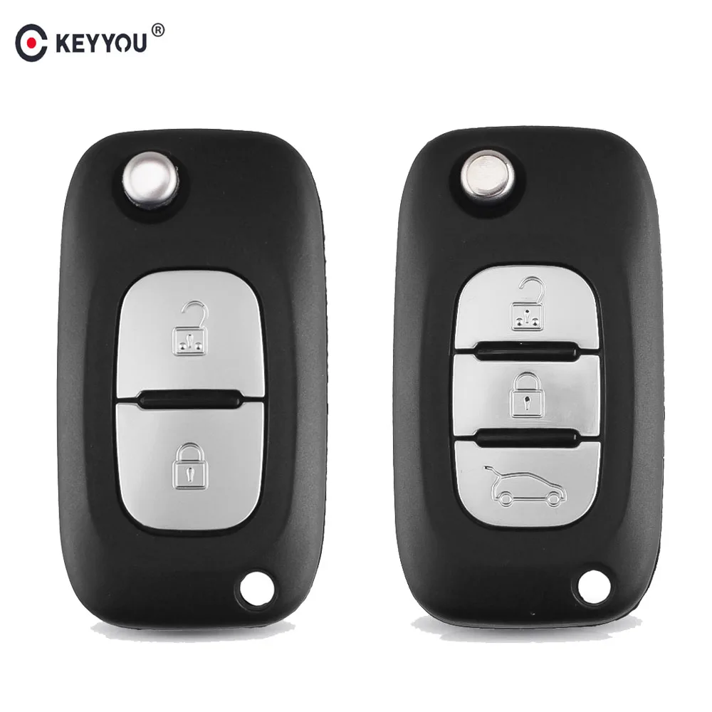 

KEYYOU 2/3 Buttons Car Remote Key Case Cover Flip Fob Folding Shell For Renault Clio Vivaro Master Traffic Kangoo Megane laguna