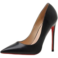 black bright matte finish sexy red bottom high heels genuine leather big size 44 45 46 women pumps daily party work stilettos