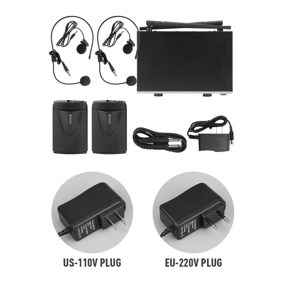 D-120 UHF 2Lavalier &amp Headset Беспроводная 2-канальная микрофонная система беспроводной