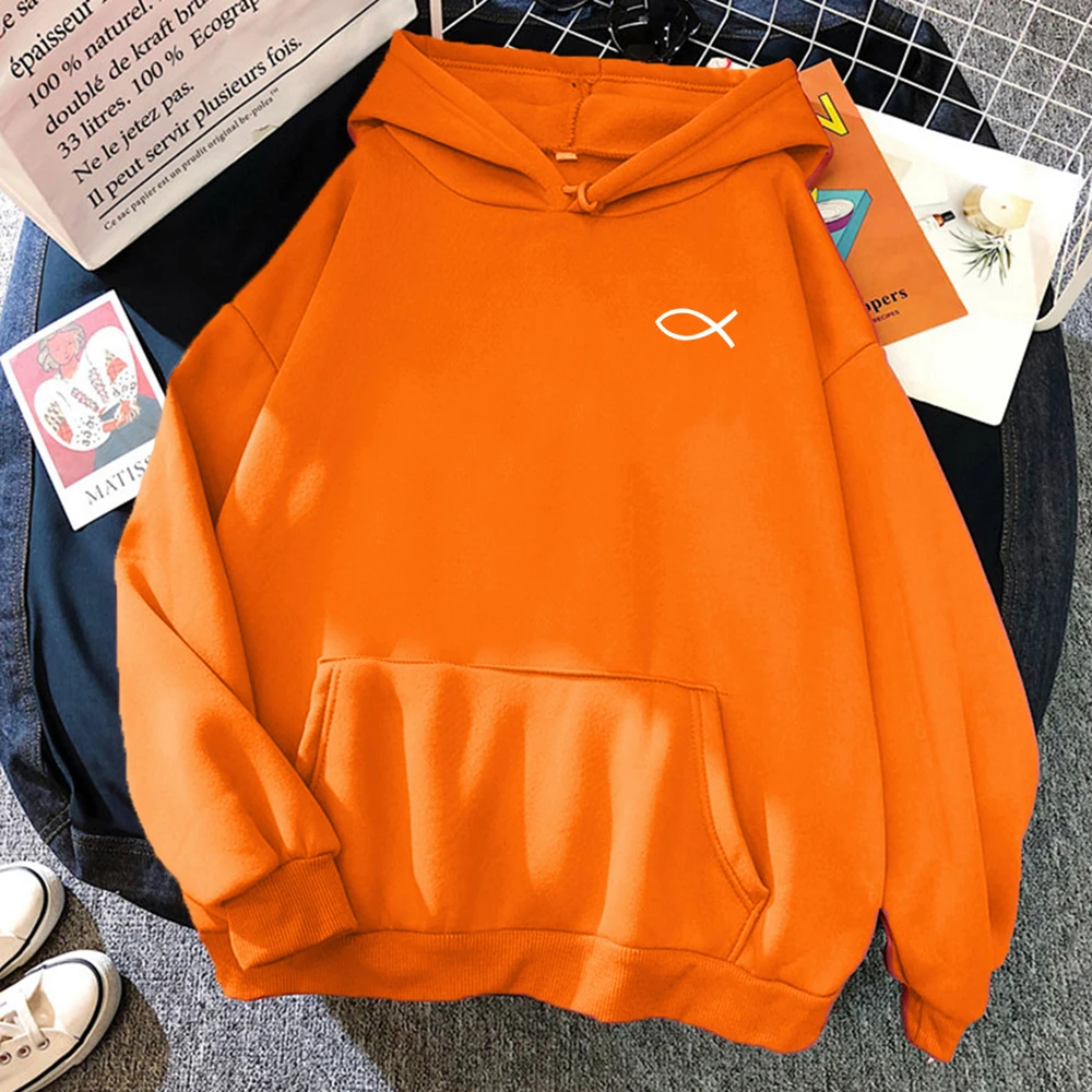 

Мужские повседневные толстовки с капюшоном и принтом в виде рыбок Христианства Иисуса, в стиле Харадзюку, модные осенние флисовые топы, жен...