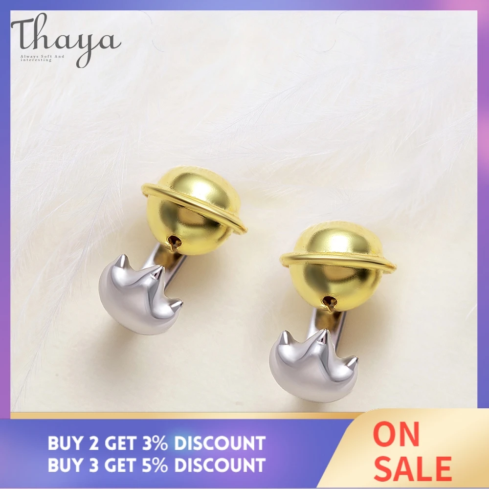 Серьги-гвоздики Thaya Bell And Cat, милые когти, S925 Серебряные креативные серьги для девочек, ювелирное изделие, подарок