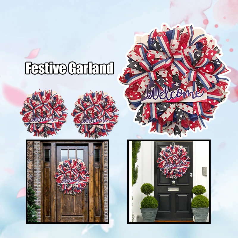 

Венок на входную дверь Дня независимости тонкая ручная работа долговечное легко повесить лучшее украшение для помещений DFDS889