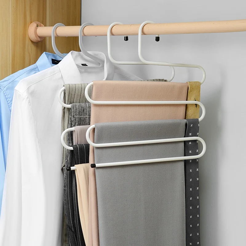 

Multi-functional Home S-type trouser rack stainless steel multi-layer trouser Wardrobe storage adult trouser hanger Save space