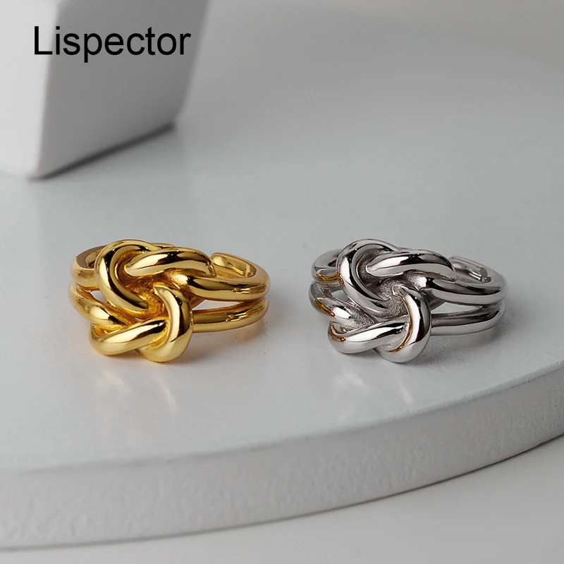 

Lispector 925 Sterling Silver Luxury Multilayer Twine Knot Ring for Women Harajuku Weave Line Thick Rings Party Unisex Jewelry