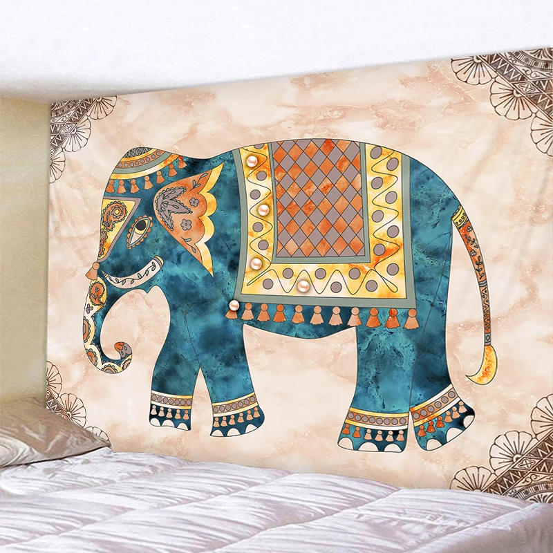 

Indian elephant Datura tapestry wall hanging Abstract Bohemian style Hippie home sofa cushion decoration