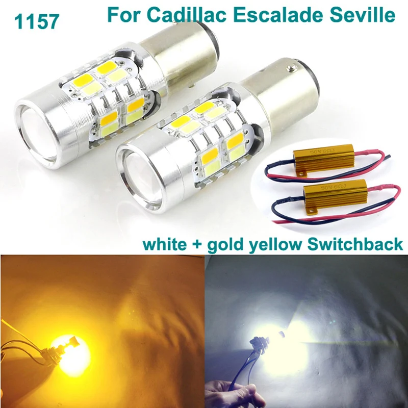 

For Cadillac Escalade Seville led light Excellent 1157 BAY15D Dual Color Switchback LED DRL Parking front Turn Signal light Bulb